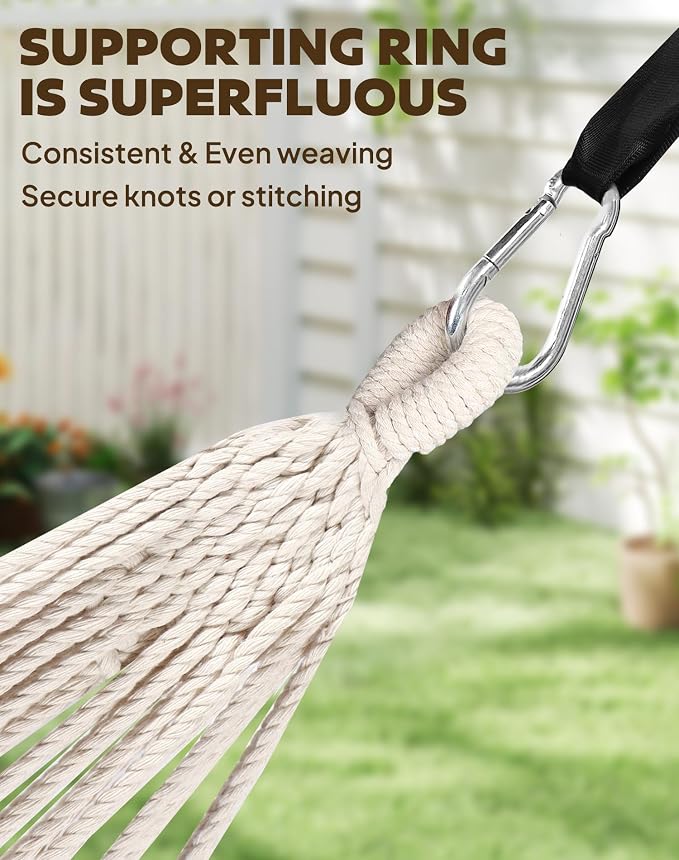 ANYOO Cotton Hammocks Portable Hammock with Tree Straps Easy Setup Indoor/Outdoor Hanging Bed 550lb Capacity Perfect for Backyard Camping Travel
