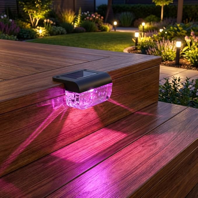 Eyrosa Solar Deck Lights 16 Pack, Solar Lights Outdoor Waterproof for Outside, Stairs, Step, Fence, Yard, Garden, Patio, Pool, Railing (Color Changing)