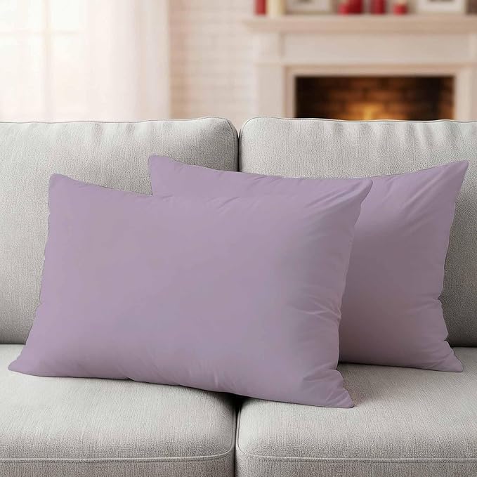 Lumbar Pillow Covers 12 x 20 Inches, Purple Solid Color Waterproof Throw Pillow Cover Set of 2, Aesthetics Contemporary Luxury Decorative Rectangle Cushion Covers for Patio/Couch/Garden