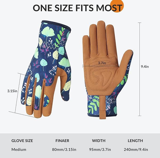 Trifabricy Gardening Gloves for Women, Breathable Leather Garden Gloves with Grip, Thorn-Proof Puncture-Resistant Work Gloves