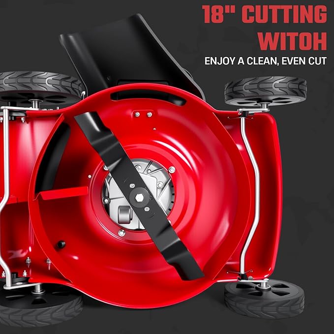 20 Inch Self Propelled Gas Lawn Mower | 131cc Gas Engine | 3 in 1 Functions/Bagging, Mulching, Side Discharge | Self-Propelled Rear Wheel System | 50L Grass Tank | Lightweight Design | Big Wheels Red