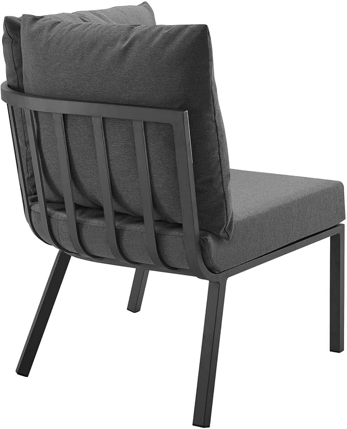 Modway Riverside 4 Piece Sectional Set with Armchair and Table, 61. 5" L x 114" w x 28" H, Gray Charcoal