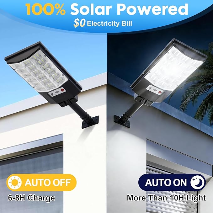 Solar Street Lights Outdoor, 2500LM Solar Security Lights with Remote Control, 270° Wide Angle IP66 Waterproof Motion Sensor Solar Flood Lights for Outside, Garage Yard Garden Fence Lighting, 6 Pack