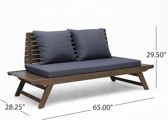 Christopher Knight Home Outdoor Acacia Wood 4 Seater Chat Set, Gray and Dark Gray