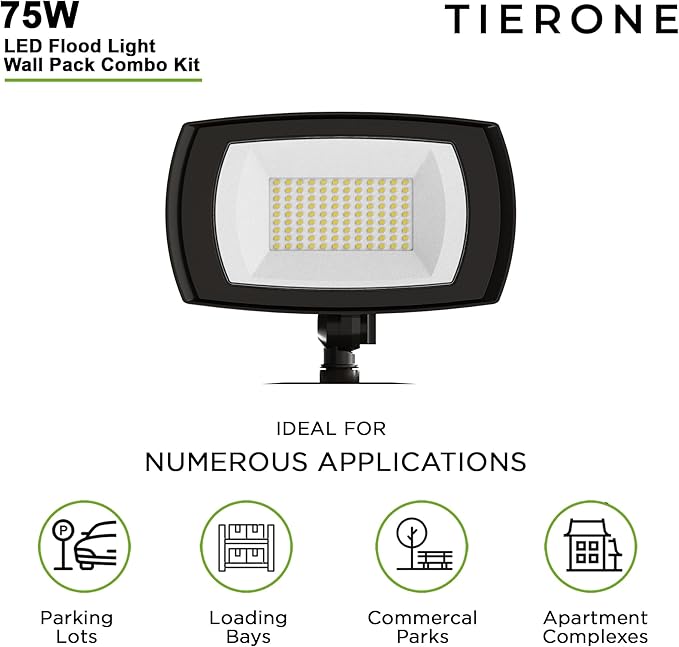 LED Outdoor Flood Light with Dusk to Dawn Photocell 75W Outdoor Security Light for Gardens Yards UL Listed 4000k Residential Full Cutoff Wall Pack 180° Adjustable Knuckle 8400LM Dark Bronze 4 Pack