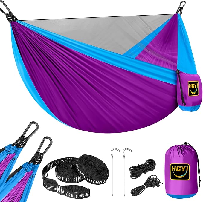 Camping Hammock Mosquito Net,Double & Single Portable Hammocks for Kids Hammocks with 2 Tree Straps,Hammock Tent for Travel Camping,Camping Accessories for Indoor Outdoor Hiking Backpacking