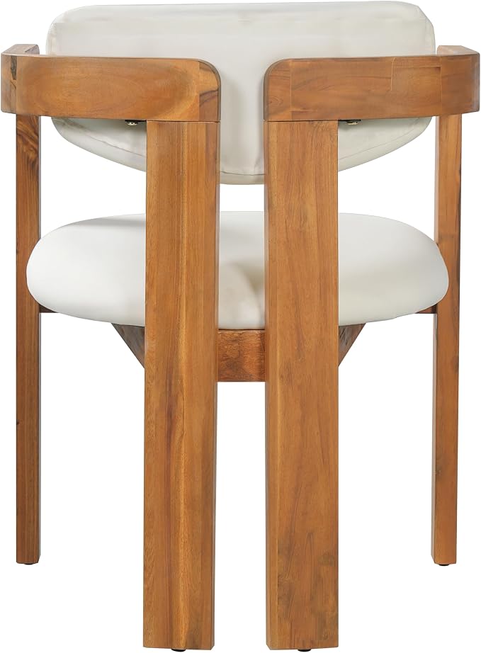 Outdoor Patio Furniture Set of 5, Acacia Wood Round Dining Set with 4 Barrel Chairs & Non-Removable Cushion, 5-Piece Patio Furniture for Backyard Deck Poolside, Natural + Beige