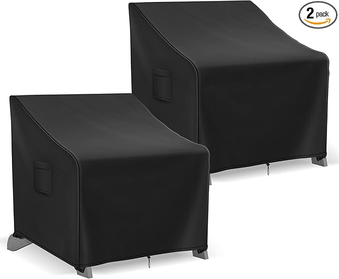Richwon Adirondack Chair Covers Waterproof, Lawn Outdoor Chair Covers 2 Pack, Patio Chair Covers for Outdoor Furniture Fits up to 32W x 37D x 36H inches, Black
