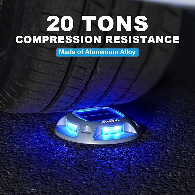 VOLISUN Solar Driveway Marker Lights Dock Marine Led Deck Outdoor 20 Pack | 2 Colors in 1,Solar Powered Waterproof Warning Step Lights for Pathway Garden Sidewalk Walkway (Blue/White)