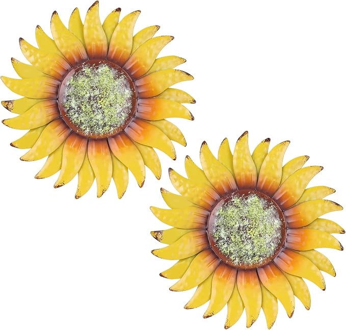 hogardeck Metal Flower Wall Decor for Indoor Outdoor, Kitchen Decor Floral Metal Wall Art, Wall Decor for Bathroom, Living Room, Porch, Garden, Yard, Backyard （2 Pcs 6'' ）
