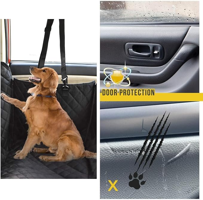 Dog Car Seat Cover for Volkswagen VW Tiguan (5N) 1.Gen 2009-2016, Foldable Back Seat Extender, Hair-Resistant, Anti-Scratch, Travel Hammock Bed with Mesh Window Storage Accessories,Grey