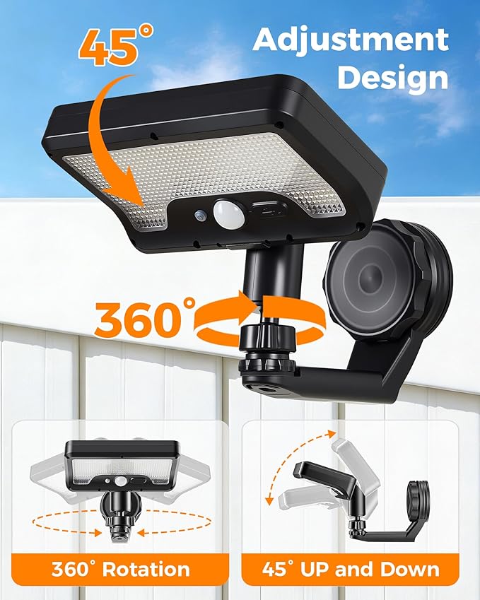 Magnetic Solar Lights Outdoor with Motion Sensor, 92LEDs 600 LM Bright Solar Fence Lights, IP65 Waterproof Security Lights with Strong Magnets for Deck, Patio, RV, Camper (1Pack)