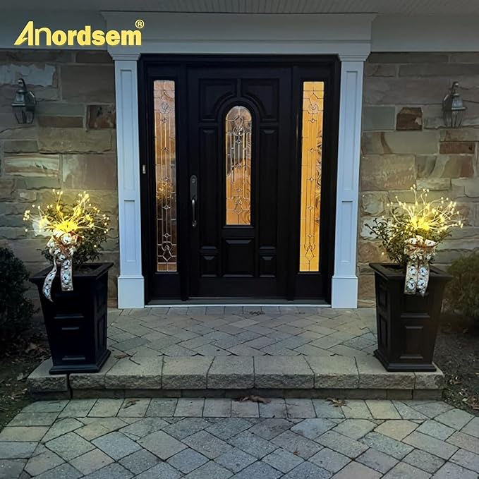 Anordsem Solar Garden Lights Outdoor: 4 Pack Bendable Copper Wire with 120 LED Twinkling Firework - Waterproof DIY Warm Fairy Decorative Yard Patio - Gardening Gifts for Parents Homeowner