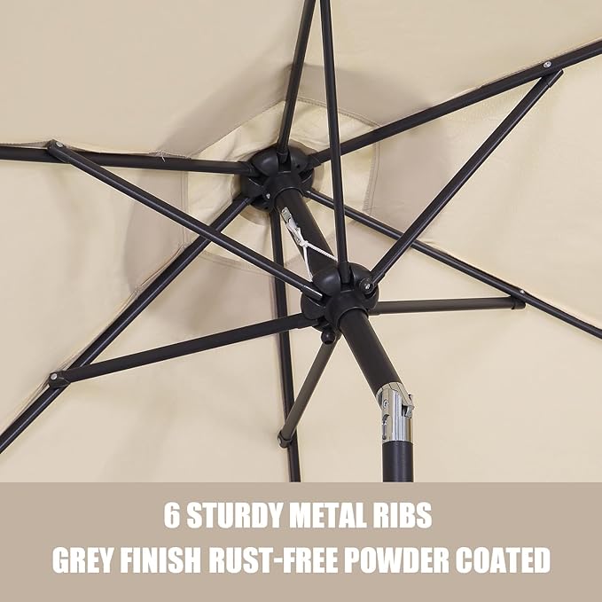 GDY 7.5ft Patio Umbrella Outdoor Umbrella with Tilt, Crank and Umbrella Weighted Base, for Yard/Outdoor/Wedding Parties and Events (Beige)