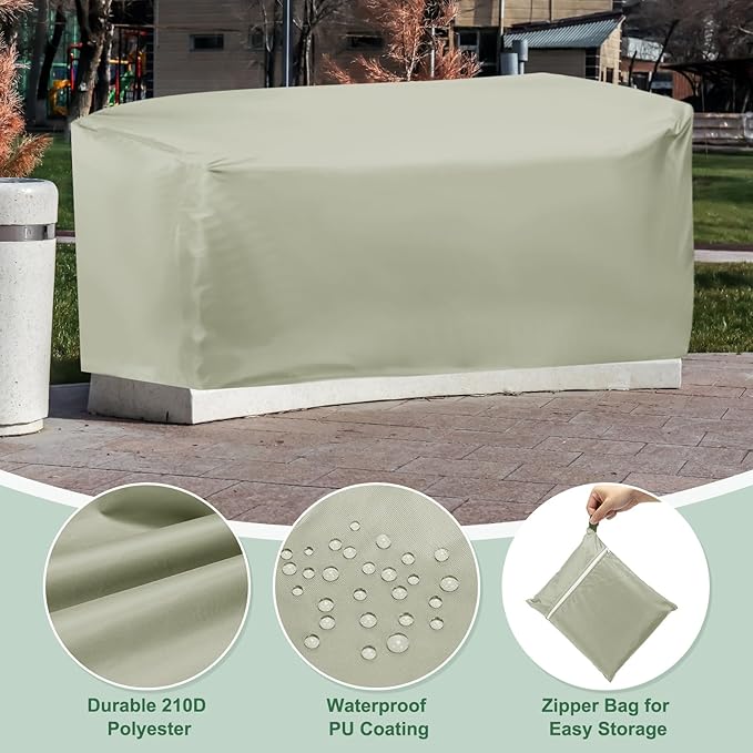 PATIKIL Outdoor Bench Cover, 210D Oxford Heavy Duty Waterproof Patio Furniture Covers for Garden Sofa Chair Table Zero Gravity, 53"L x 26"W x 35"T, Champagne Color