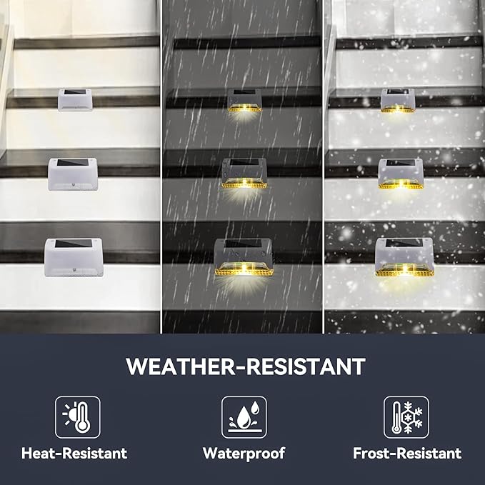 20 Pack Solar Deck Lights Outdoor Small Waterproof LED Step Lamp Outside Decoration Lighting for Stairs, Railing, Fence, Patio, Pool, Balcony, Retaining Wall, Patio, No Drill Instal(White Shell)