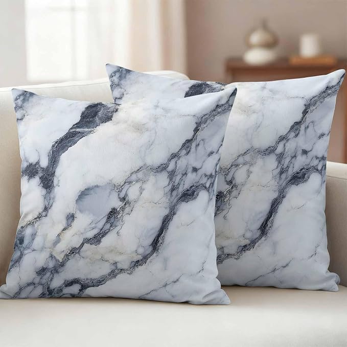 Abstract Marble Outdoor Pillow Covers 26x26 Inch Throw Pillow Covers Set of 2 Waterproof Decorative Pillow Cases Modern Ink Painted Aesthetics Luxury Cushion Covers for Patio Furniture Garden Couch
