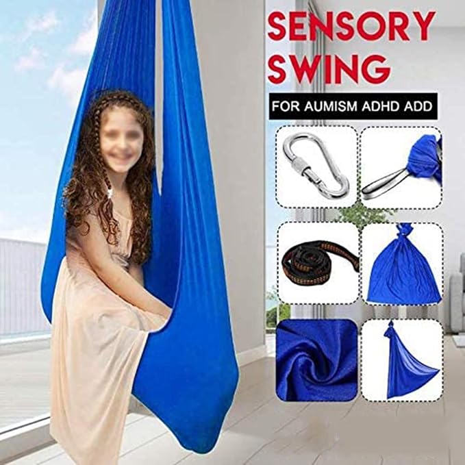 Kids Therapy Swing Adjustable Aerial Yoga Cuddle Hammock Indoor Outdoor Snuggle Swing with Special Needs Ideal for Children Calming & Relaxing Sensory Integration
