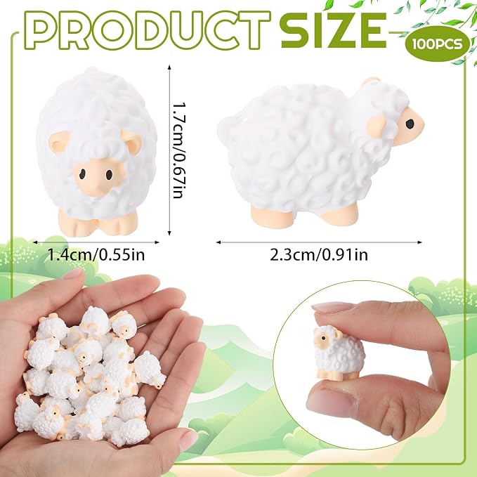 100pcs Mini Resin Sheep Figurines Garden Decor Ornaments（White） | Cute Sheep In 4 Colors Perfect Indoor Outdoor Garden Landscape Potted Plant Dollhouse Decoration