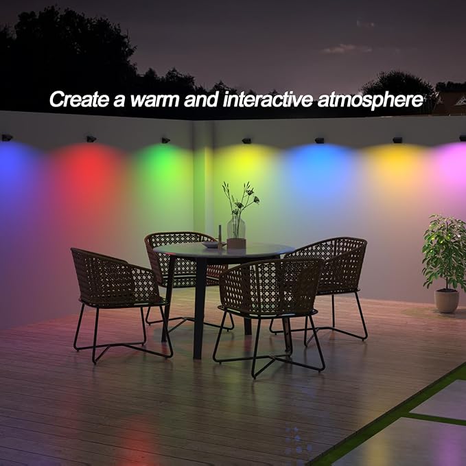 ZCXLIGHT Solar Fence Lights Outdoor,Fence Solar Lights Outdoor Waterproof Led IP65 with10 Fixed Colors ＆ RGB Color Changing for Wall Backyard Step Railing Patio Pool Porchaily&Holiday Decorations (4)