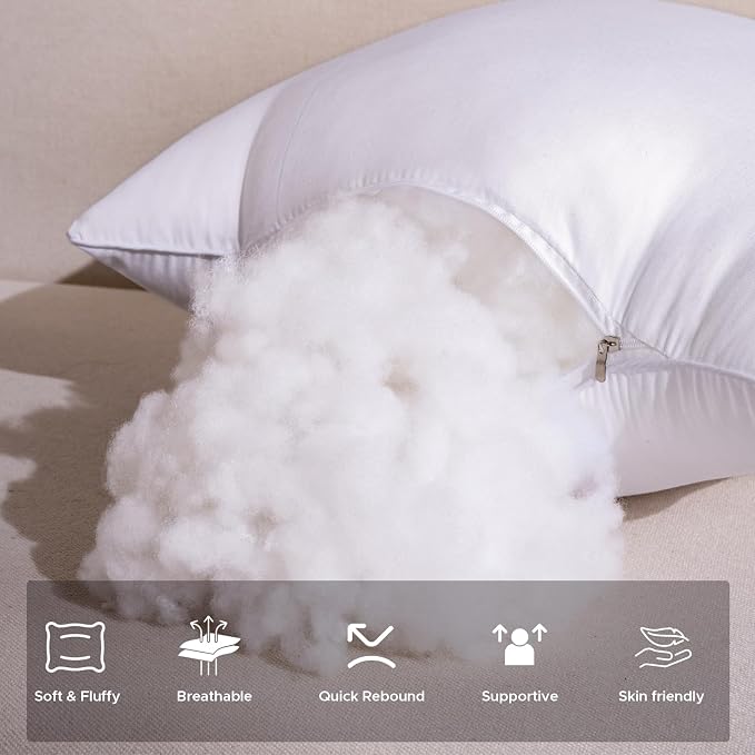 20x20 Outdoor Pillow Inserts Set of 4 Large Size Waterproof Square White DecorativeThrow Pillow Inserts for Indoor Couch Sofa Beds Cushions Outdoor Patio Furniture Cushions