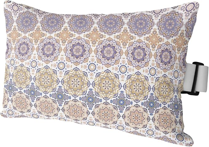 Outdoor Pillows Covers with Inserts Bohemia Mandala Floral Ethnic Pattern Rustic Waterproof Recliner Pillow with Adjustable Strap Throw Pillows for Patio Furniture Pool Lounge Chair, 11x16 inch, 1PCS