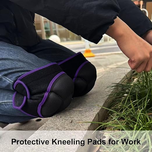 Men/Women Work Knee Pads with Adjustable Straps, Purple S (1 Pair) | Waterproof EVA Soft Foam, Kneepads for Cleaning Floors, Housework, Housekeeping, Weeding, Yard, Garden Work, Kneeling Workers