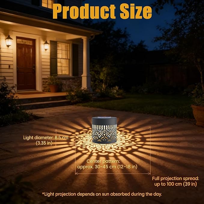 Decorative Solar Mandala Lights, 2026 New Mandala Solar Lights Outdoor, Mandala Theme Waterproof Fence Light, Shadow Projection Landscape Lighting for Backyard,Patio,Walkway,Lawn,Porch Decor (#C,1)