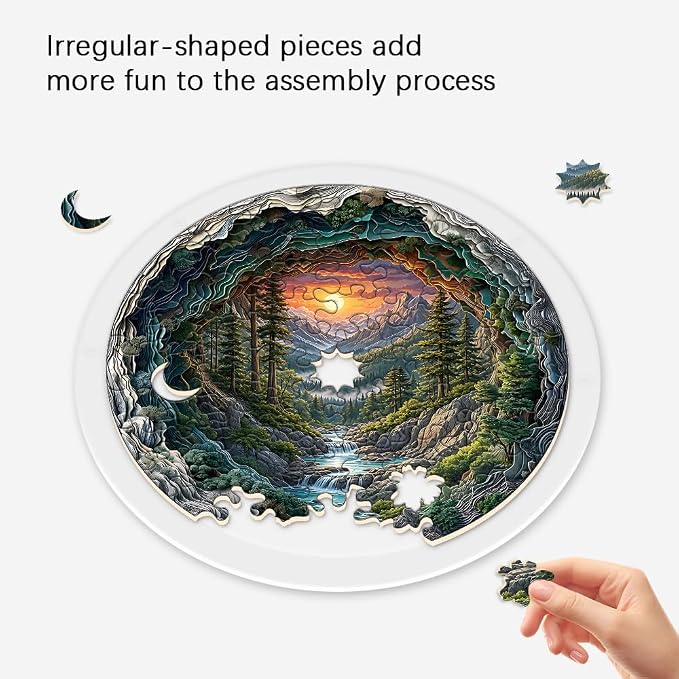Acrylic Puzzle Suncatcher, 3D Mountain Tree Scenery Sun Catcher Jigsaw Puzzle Window Hanging, Acrylic Puzzles Kit Home Garden Decor, for Mom, Wife, Sisters, 7.87 inch