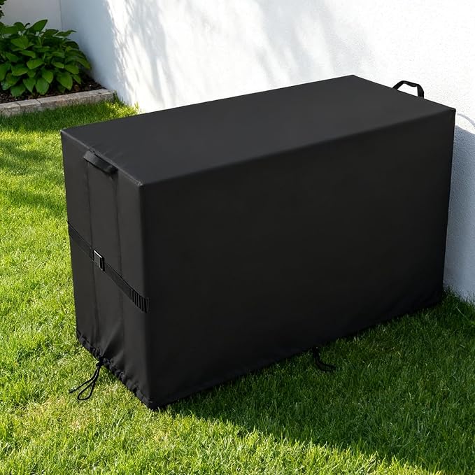 Outdoor Storage Box Cover，Waterproof Resin Storage Bin Cover Deck Box Covers-23.23"L x 22.44"W x 3.54"H