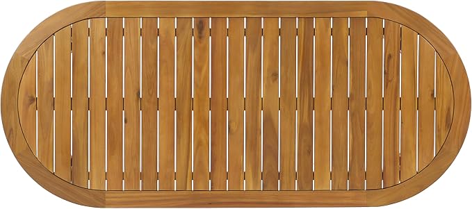 Christopher Knight Home 7 Piece Outdoor Dining Set with 70 Inch Oval Acacia Wood Patio Table and 6 Wicker Woven Dining Chairs with Cushions, Teak Finish Outdoor Table and Chairs for Patio Deck Garden