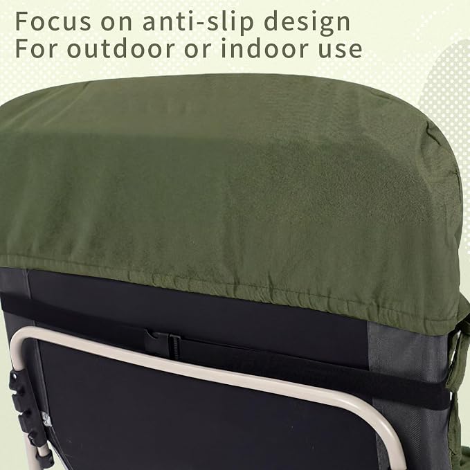 Tudomro Outdoor Chaise Lounge Cushion 66x21x4'' Waterproof & Fade-Resistant Patio Pool Chaise Lounge Cushion Headrest Pillow Tie Replacement Rocking High Back Chair(Olive Green,1 Pcs)