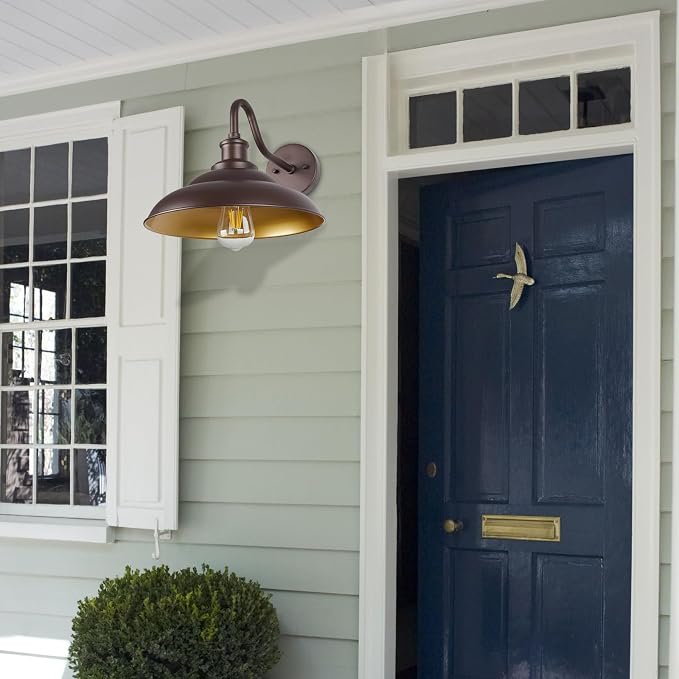 Barn Light - 12" Farmhouse Exterior Wall Mount Sconce, Industrial Black & Oil Rubbed Bronze, 3 Pack - Outdoor & Indoor Use