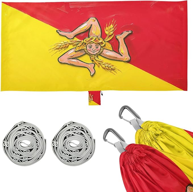 Oil Painting Flag Sicilian Hammocks with Portabl Carry Bag Hanging Hammock for Outside Patio Garden