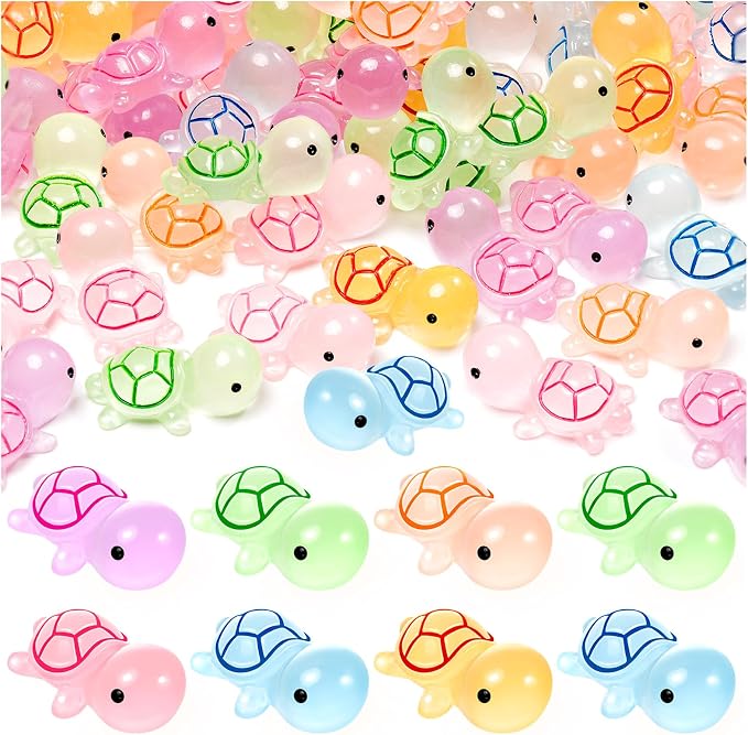 150PCS Luminous Mini Resin Sea Turtle Figurines Cute Tiny Turtles for Micro | Mini Resin Sea Turtles, Sea Turtles Figurines Glow in The Dark, Cute Tiny Turtles Bulk, Cake Toppers Ocean Theme DIY Hidden