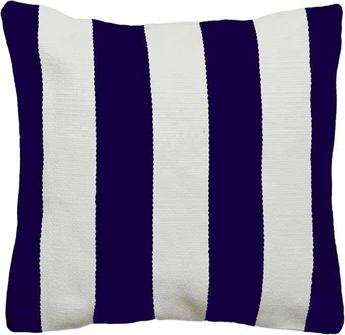 Fab Habitat Indoor/Outdoor Throw Pillow Made from Recycled Polyester Yarn - Stain Resistant, Machine Washable, Insert Included - Striped - Patio, Deck, Living Room - Nantucket Blue/White (20" x 20")