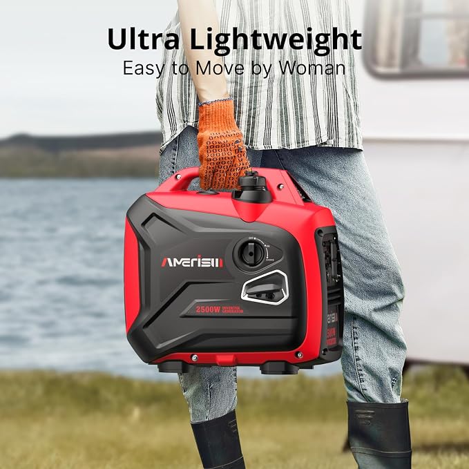 AMERISUN 2500W Inverter Generator, Ultra Quiet Small Generator for Camping, RV