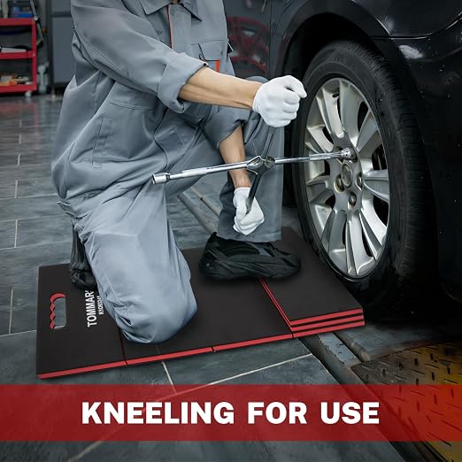 TOMMARS 0.9-Inch Thick Foldable Mechanic Kneeling Pad 44.88 Inches Unfolded | Five 15.35 x 7.48 x 0.9-Inch Panels, High-Density Foam, Tool Pockets, Carry Handle, Waterproof Oil-Resistant Nonslip Surface