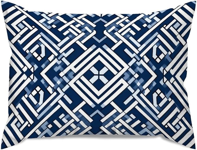 Lacefield Trellis Print Geometric Blue Rectangular Throw Pillow Cover Chinoiserie Grandmillenial Ming Trail Throw Pillow Cover Modern Throw Pillow Covers Decorative for Sofa Bed 20x26in