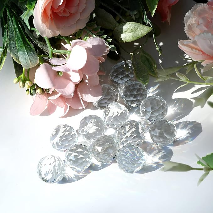 Didaey 30 Pack Crystal Ball 20 mm Prism Suncatcher Sun Catchers Hanging Crystals Prisms for Windows Gift Feng Shui (Clear)