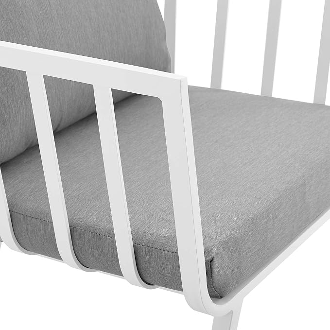Modway Riverside 4 Piece Sectional Set with Armchair and Table, 61. 5" L x 114" w x 28" H, White Gray
