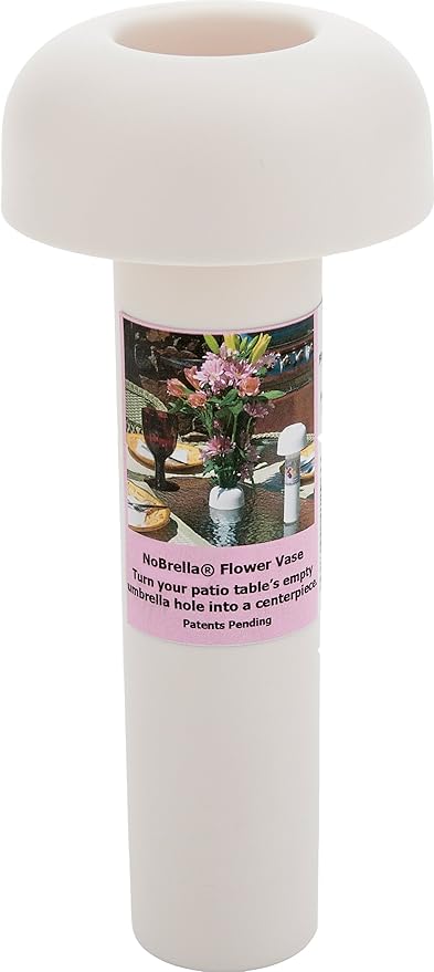 Flower Vase Patio Table Umbrella Hole Insert, White