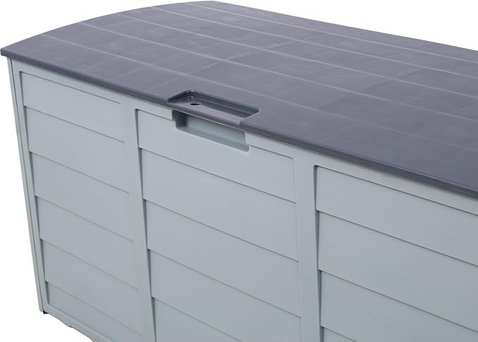 75 Gallon Resin Deck Box, Lockable Patio Outdoor Storage Box for Furniture, Garden Tools and Tools Storage, Waterproof Outside Storage Box for Patio Furniture Cushions Garden Tools