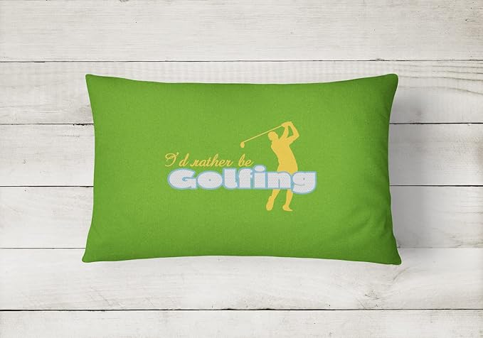 Caroline's Treasures SB3092PW1216 I'd Rather be Golfing Man on Green Canvas Fabric Decorative Pillow Machine Washable, Indoor Outdoor Decorative Pillow for Couch, Bed or Patio, 12HX16W