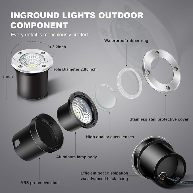 8Pack RGB Color Changing Low Voltage Landscape Lights with Connecotrs 3W LED 12V Outdoor Inground Lights Waterproof Well Lighting Christmas Decorative Lighting for Garden,Yard,Patio(RGB)