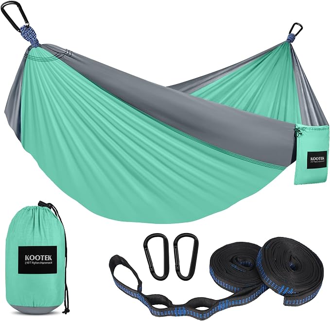 Kootek Camping Hammock, Portable Hammocks with Tree Straps & Attached Carry Bag, Camping Essentials Gear, Perfect for Outside Indoor Hiking Beach Backpack Travel