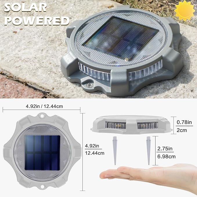SIEDiNLAR Solar Deck Lights Outdoor 2 Modes LED Dock Light Driveway Markers Waterproof for Pathway Step Walkway Ground Stair Yard Road Garden 16 Pack (Blue/Red)
