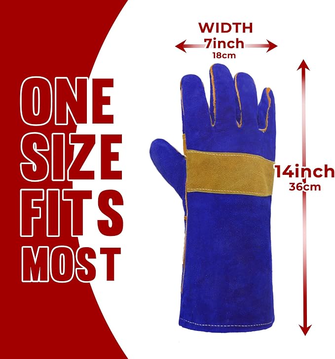 HANDLANDY Animal Handling Gloves, Bite Proof for Cat Dog Handling | Puncture & Scratch Resistant Leather Gauntlet Gloves for Dogs, Cats, Birds, Falconry, Gardening
