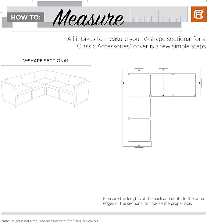 Classic Accessories Veranda's Best Waterproof V-Shape Patio Sectional Set Cover, 100 x 33.5 x 31 Inch