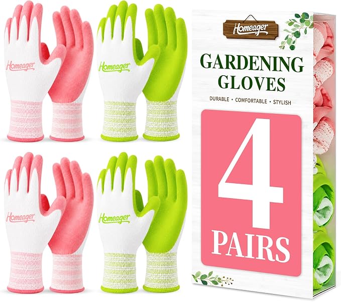 Womens Garden Gloves, Small Work Gloves With Grip, Breathable Yard Gloves | Durable Yard Work Gloves, Rubber-Coated Landscaping Gloves for Weeding, Planting, Lawn Care, Outdoor Work and Warehouse Tasks